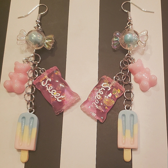Handmade Cute Candy & Bears & Popsicles Dangle Earrings - Picture 3 of 4